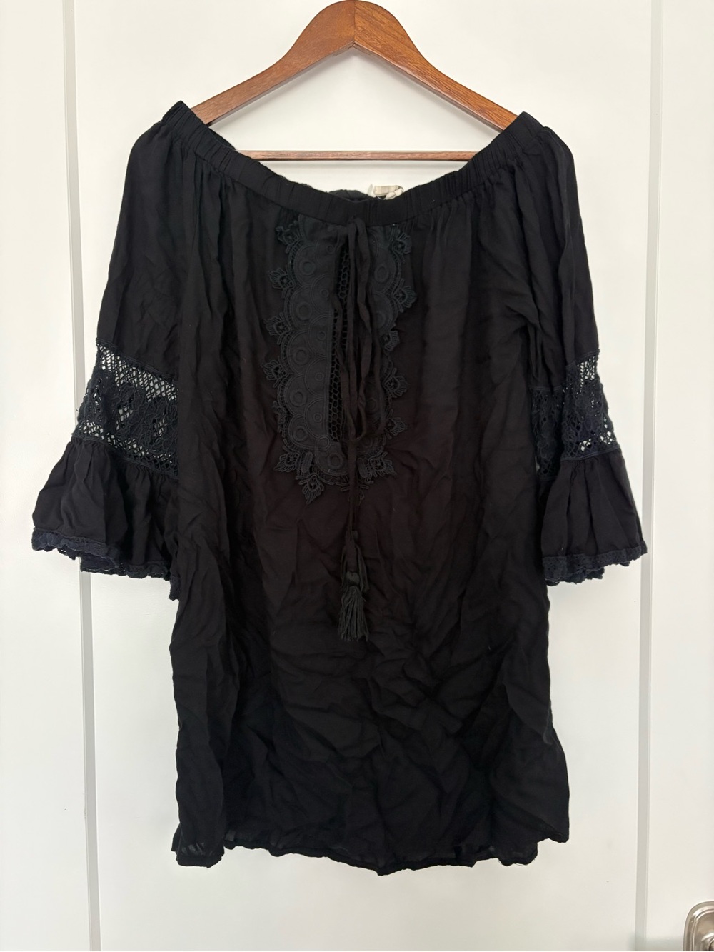 Black Tunic with Lace Trim